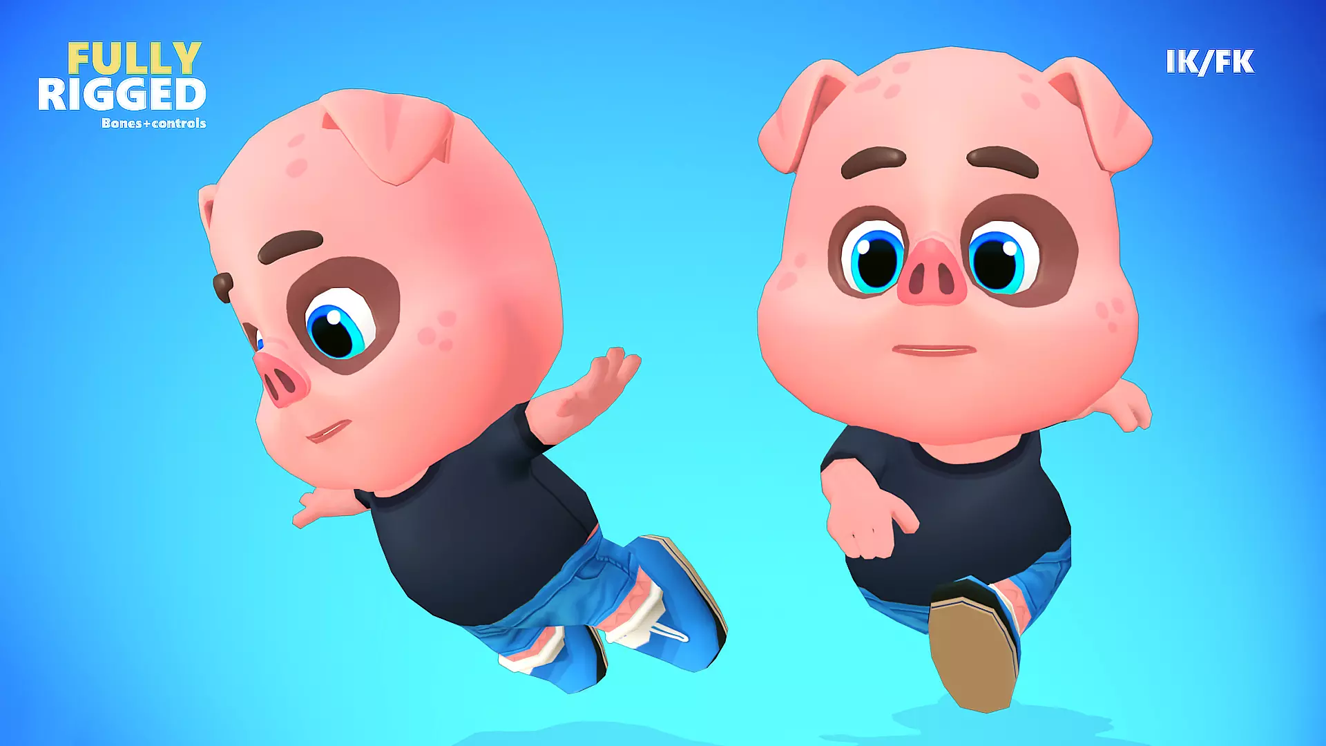 Pig Animated Rigged Low-poly 3D model_0