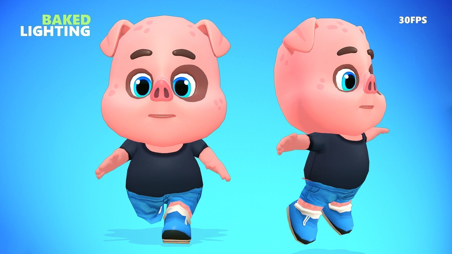 Pig Animated Rigged Low-poly 3D model_7