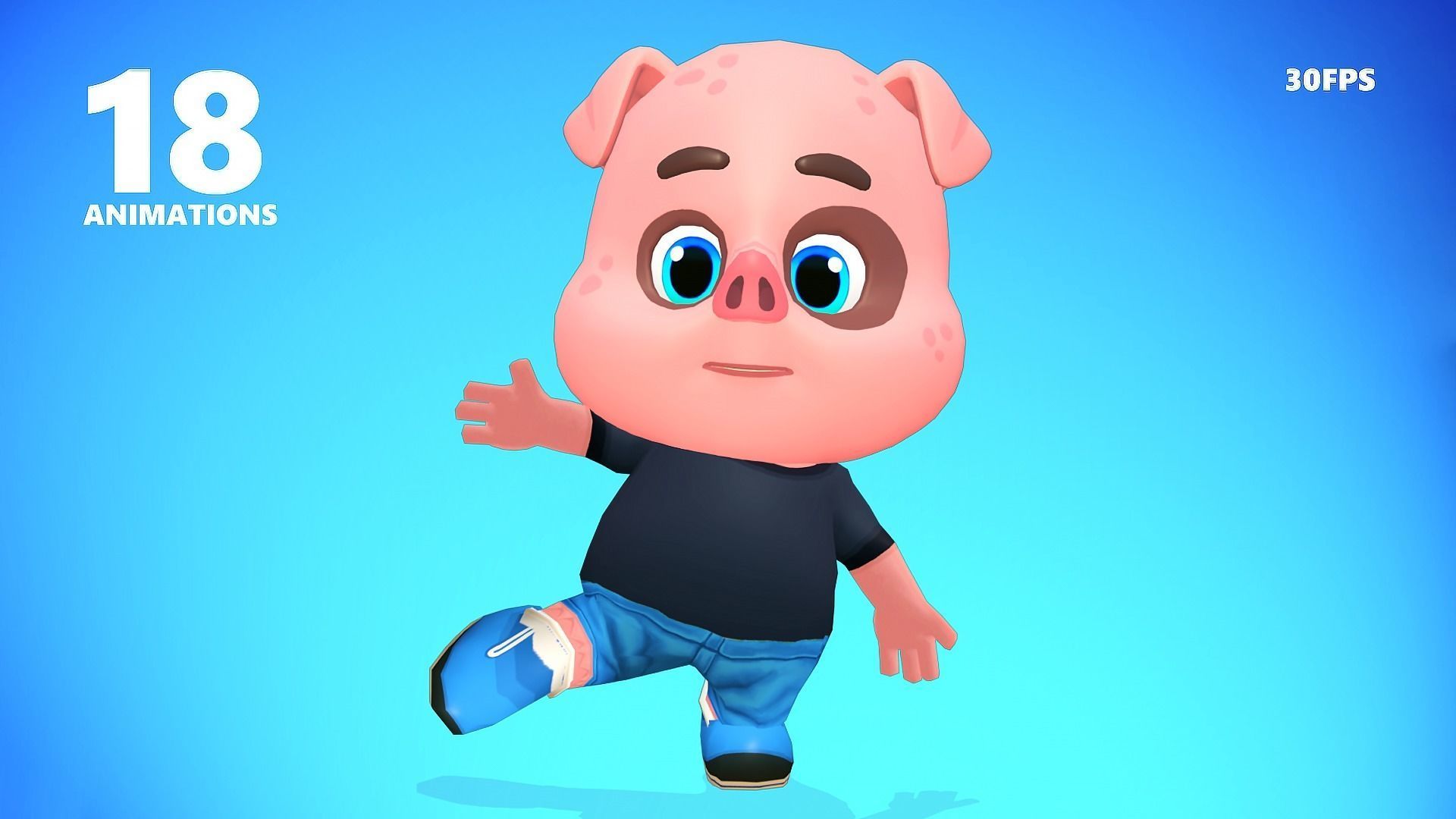 Pig Animated Rigged Low-poly 3D model_11