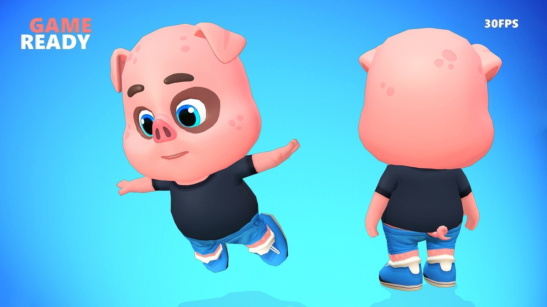 Pig Animated Rigged Low-poly 3D model_9