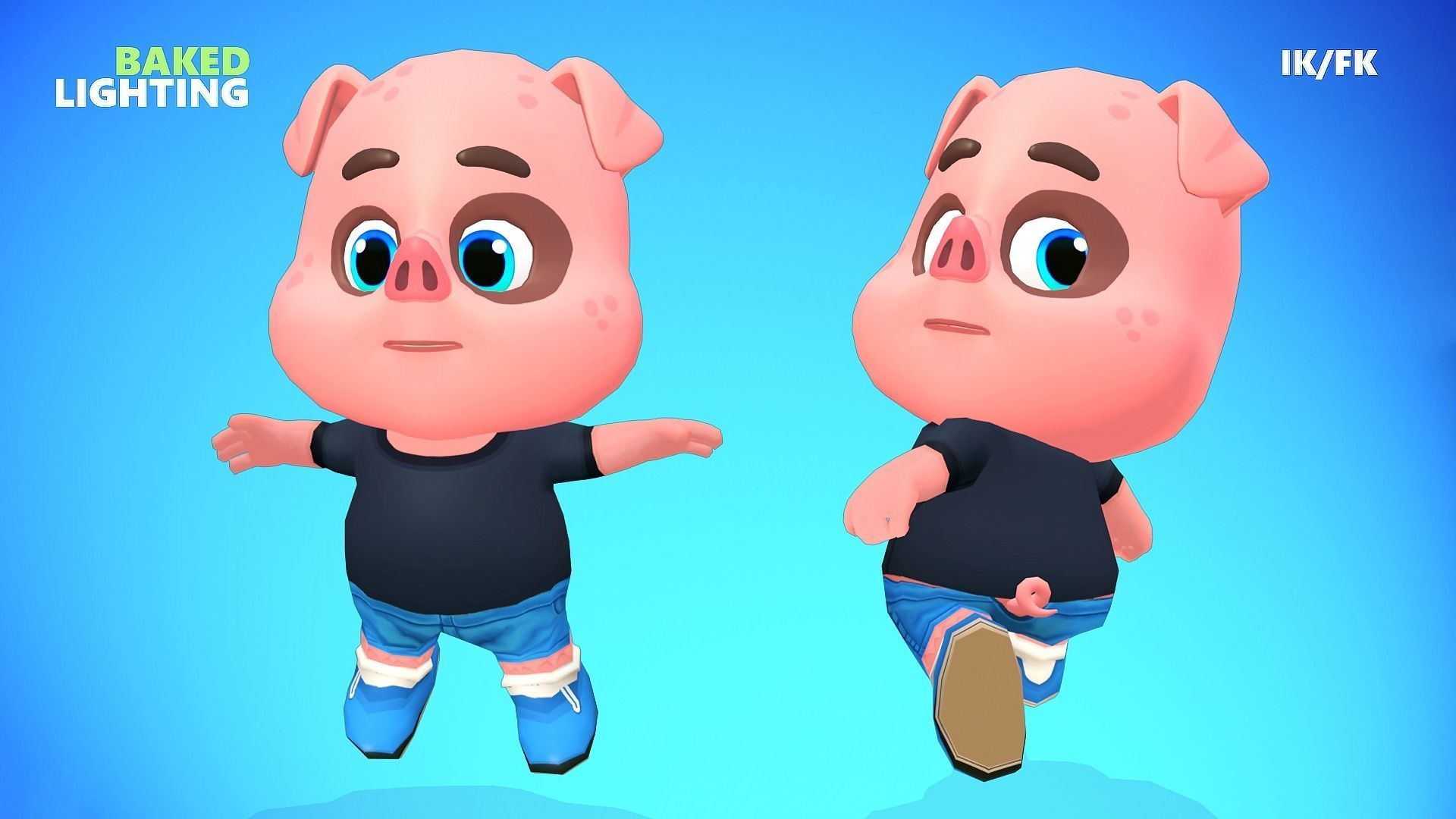 Pig Animated Rigged Low-poly 3D model_6