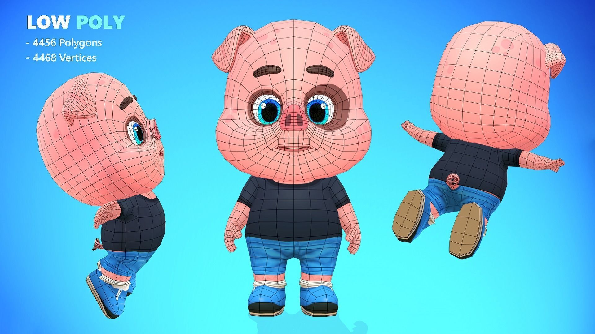 Pig Animated Rigged Low-poly 3D model_12
