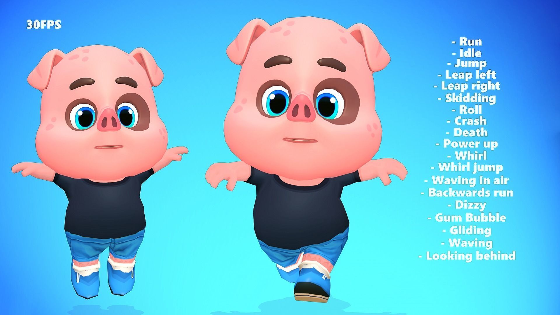 Pig Animated Rigged Low-poly 3D model_2