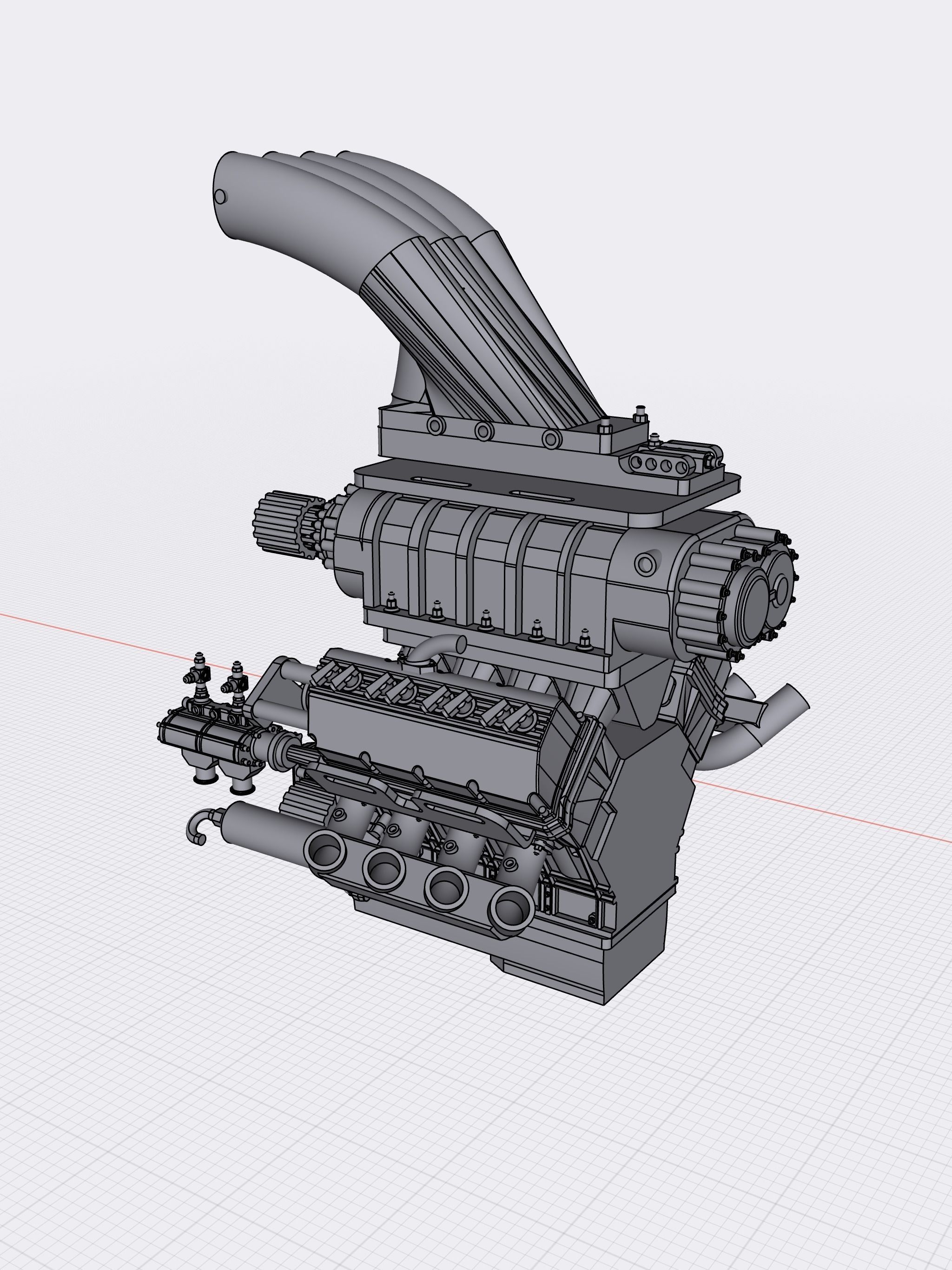 TOP FUEL Blower Supercharger and Injector Hat Assembly 3D print model_2