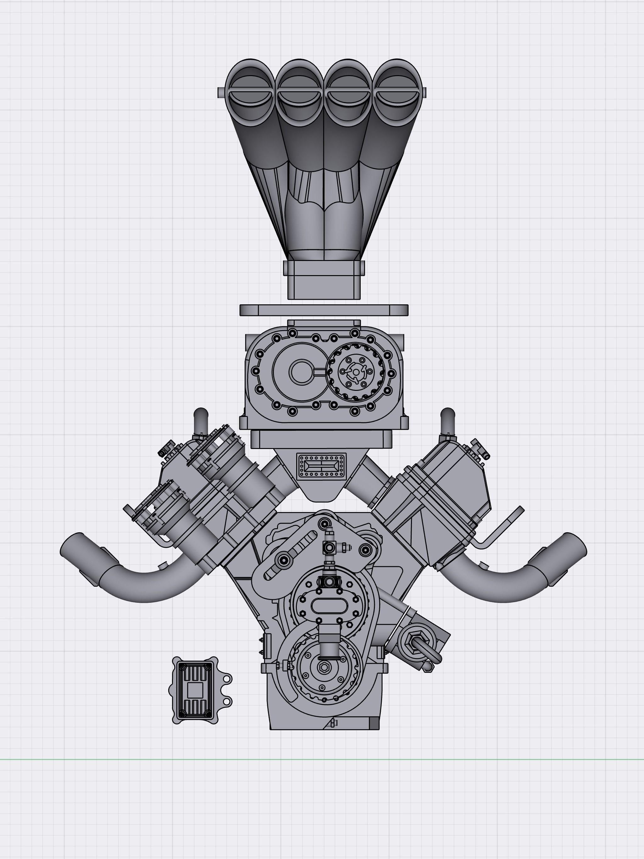 TOP FUEL Blower Supercharger and Injector Hat Assembly 3D print model_1