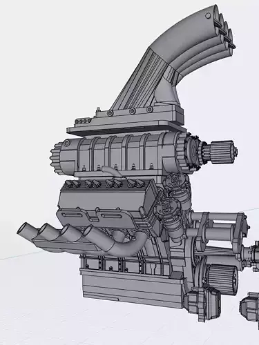 TOP FUEL Blower Supercharger and Injector Hat Assembly 3D print model