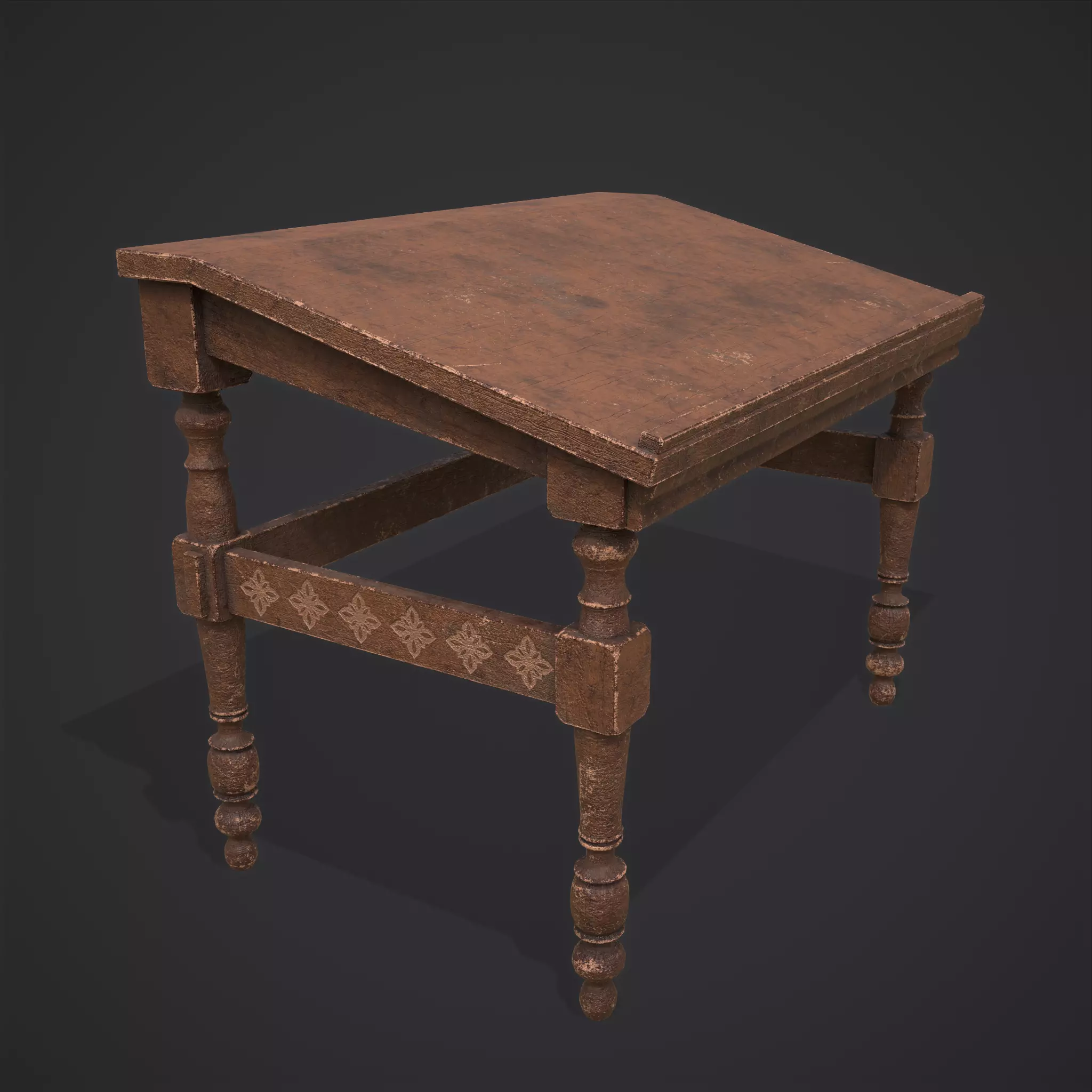 Elegant Long Writing Desk  Low-poly 3D model_0