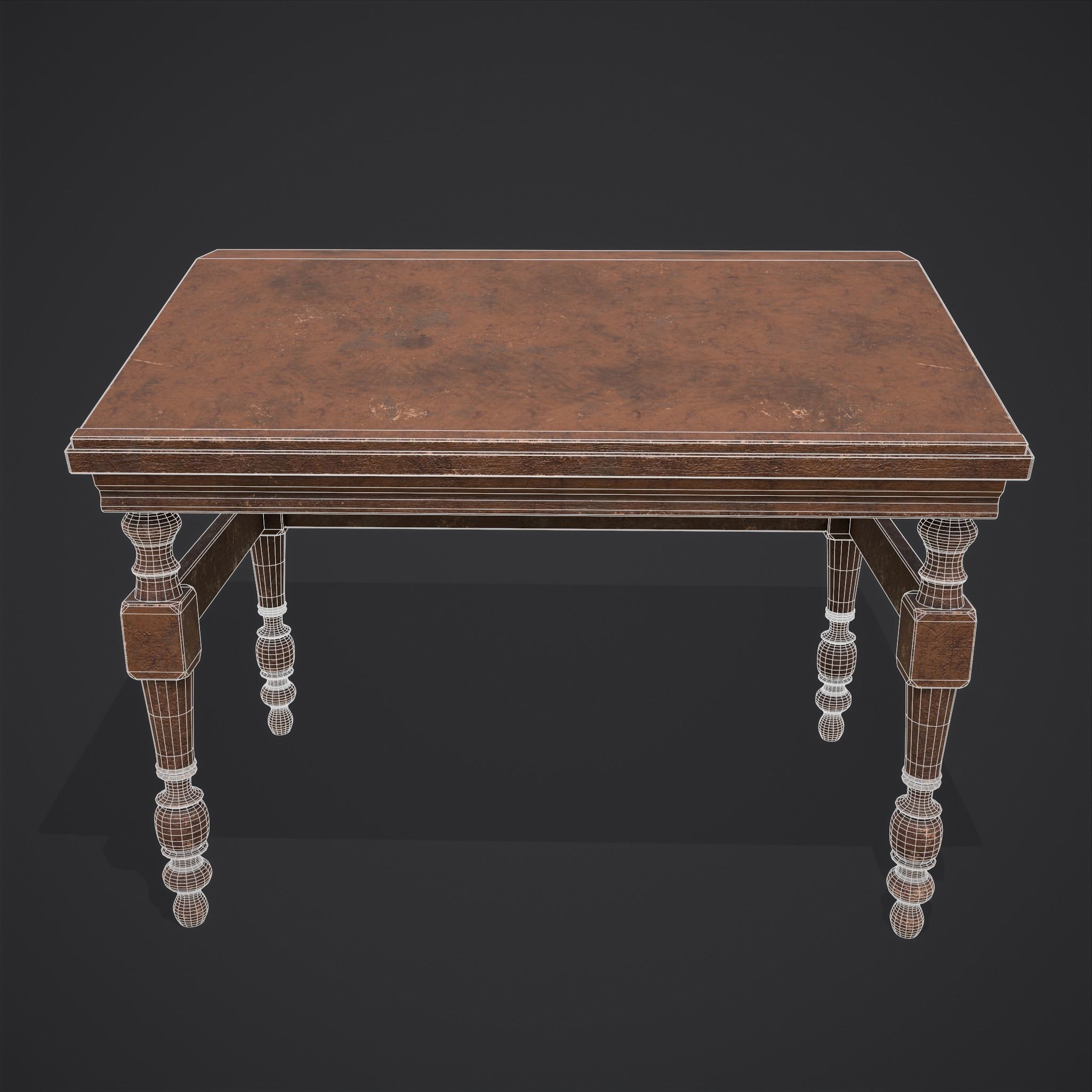 Elegant Long Writing Desk  Low-poly 3D model_14