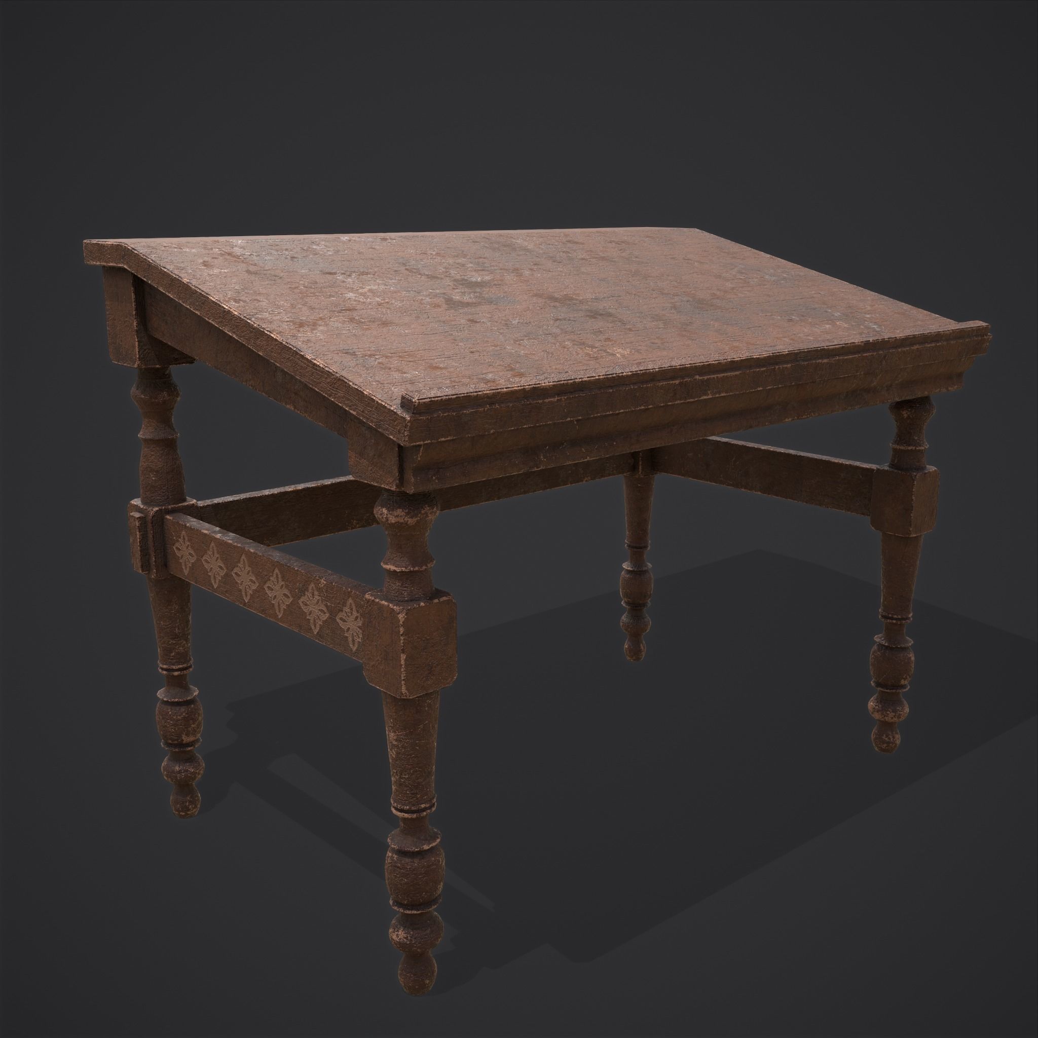 Elegant Long Writing Desk  Low-poly 3D model_24