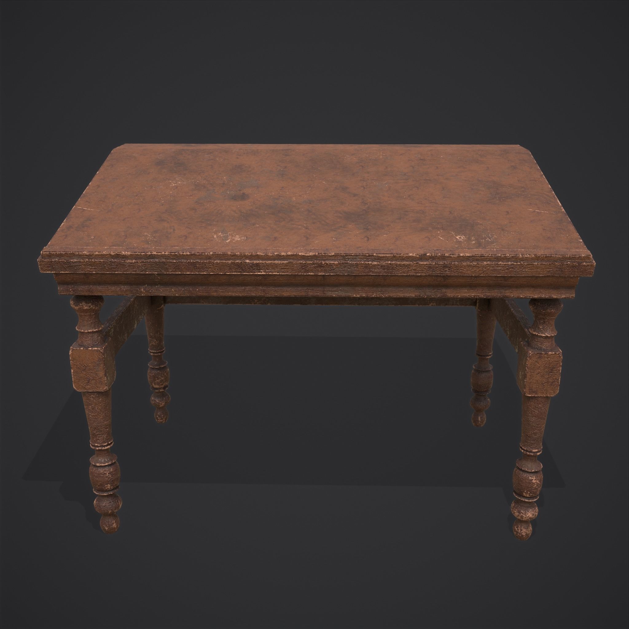 Elegant Long Writing Desk  Low-poly 3D model_13