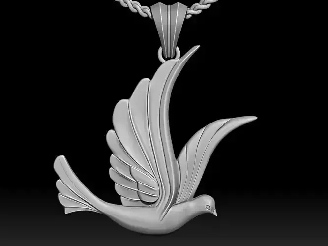 Dove Pendant Sculpture jewelry gold Necklace 