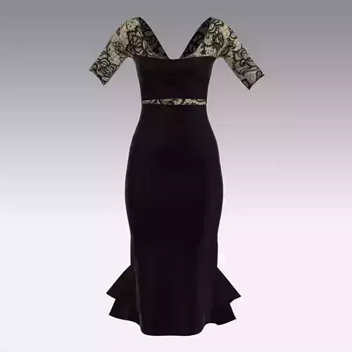 DRESS SLEVEE LACE BLACK SMALL DRESS LOOK FISH SKIRT