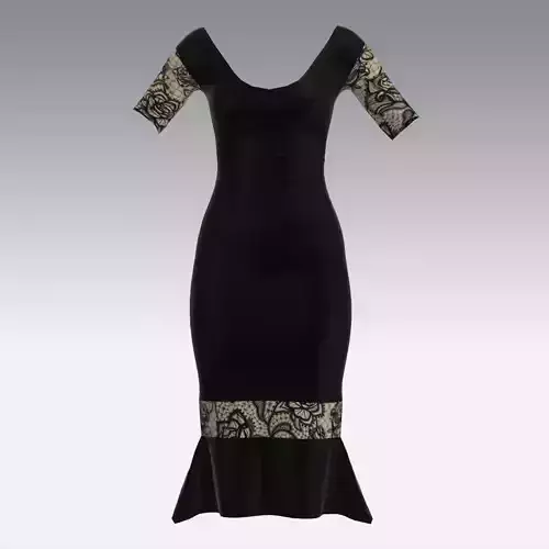 DRESS FISH TAIL SKIRT LACE SLEVEE LOOK