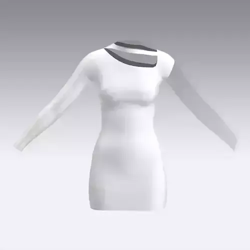 DRESS WHITE ASYMETRIC LOOK