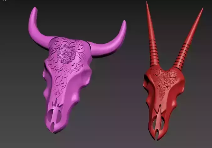 2 file of cow head 3D print model
