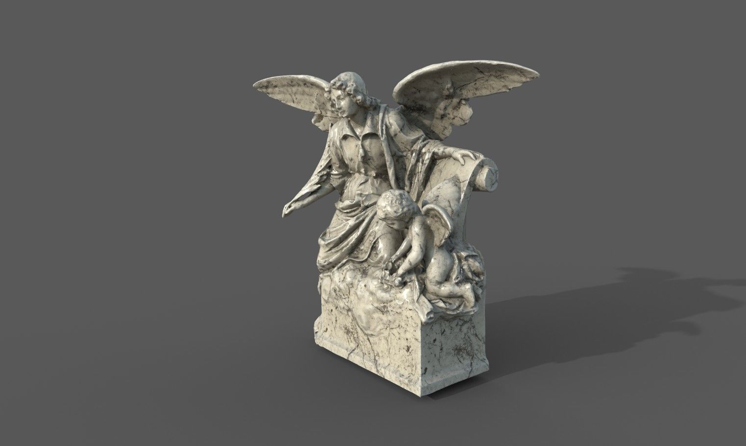 Statue of an Angle 2 Low-poly 3D model_12