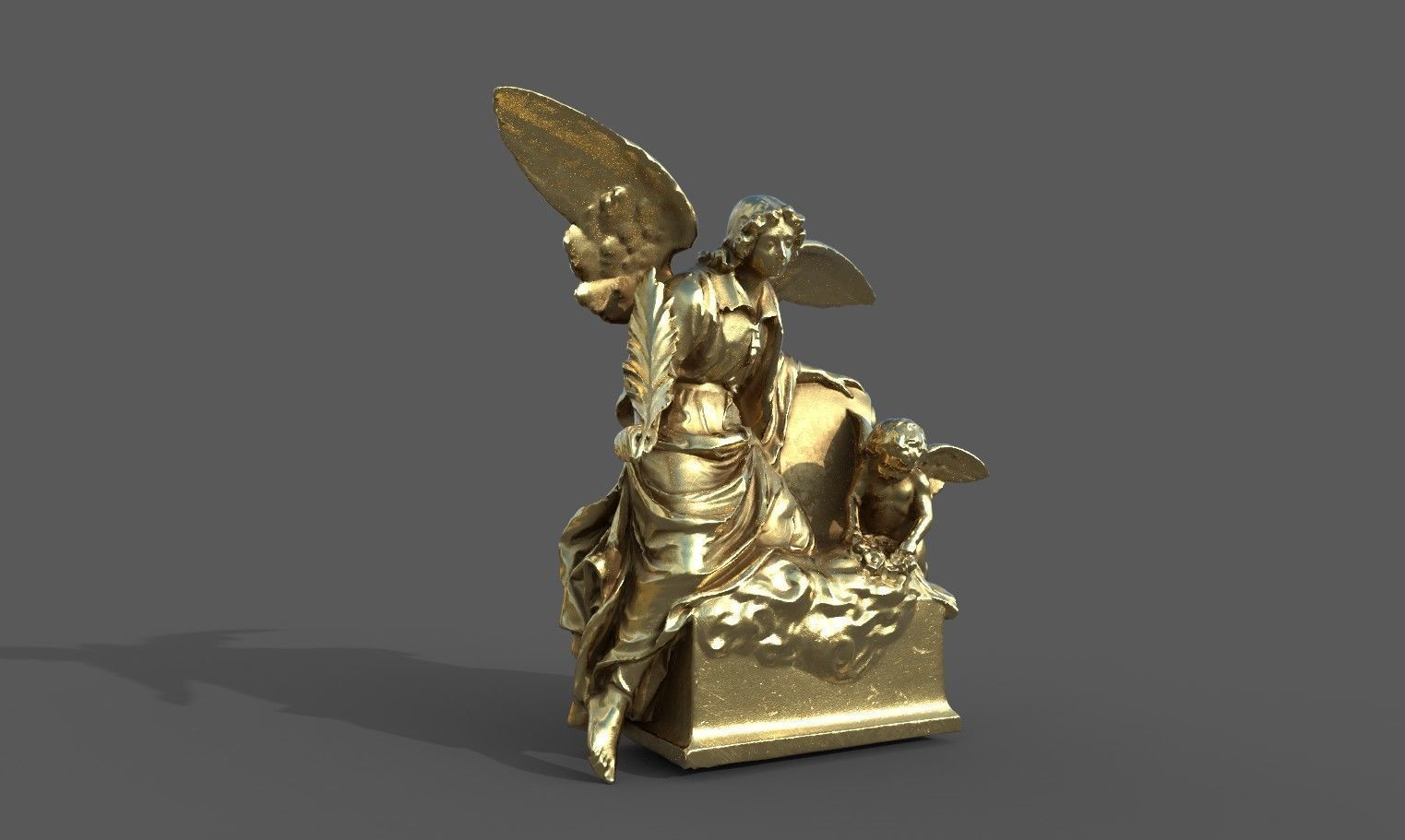 Statue of an Angle 2 Low-poly 3D model_17