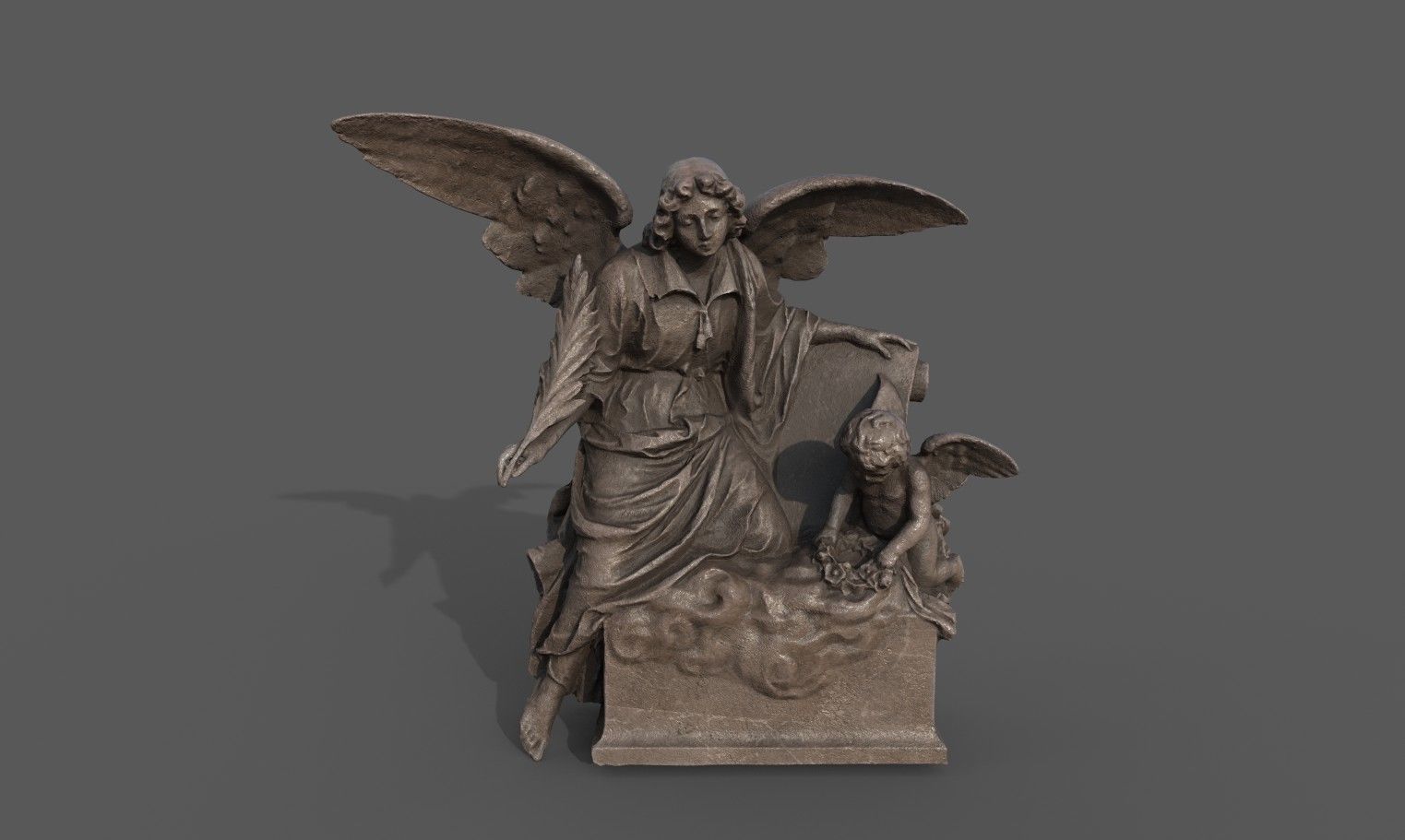 Statue of an Angle 2 Low-poly 3D model_1
