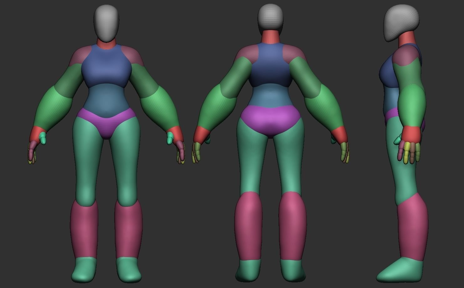 Stylized Human Basemeshes 3D model_8