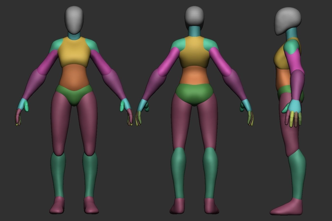 Stylized Human Basemeshes 3D model_2