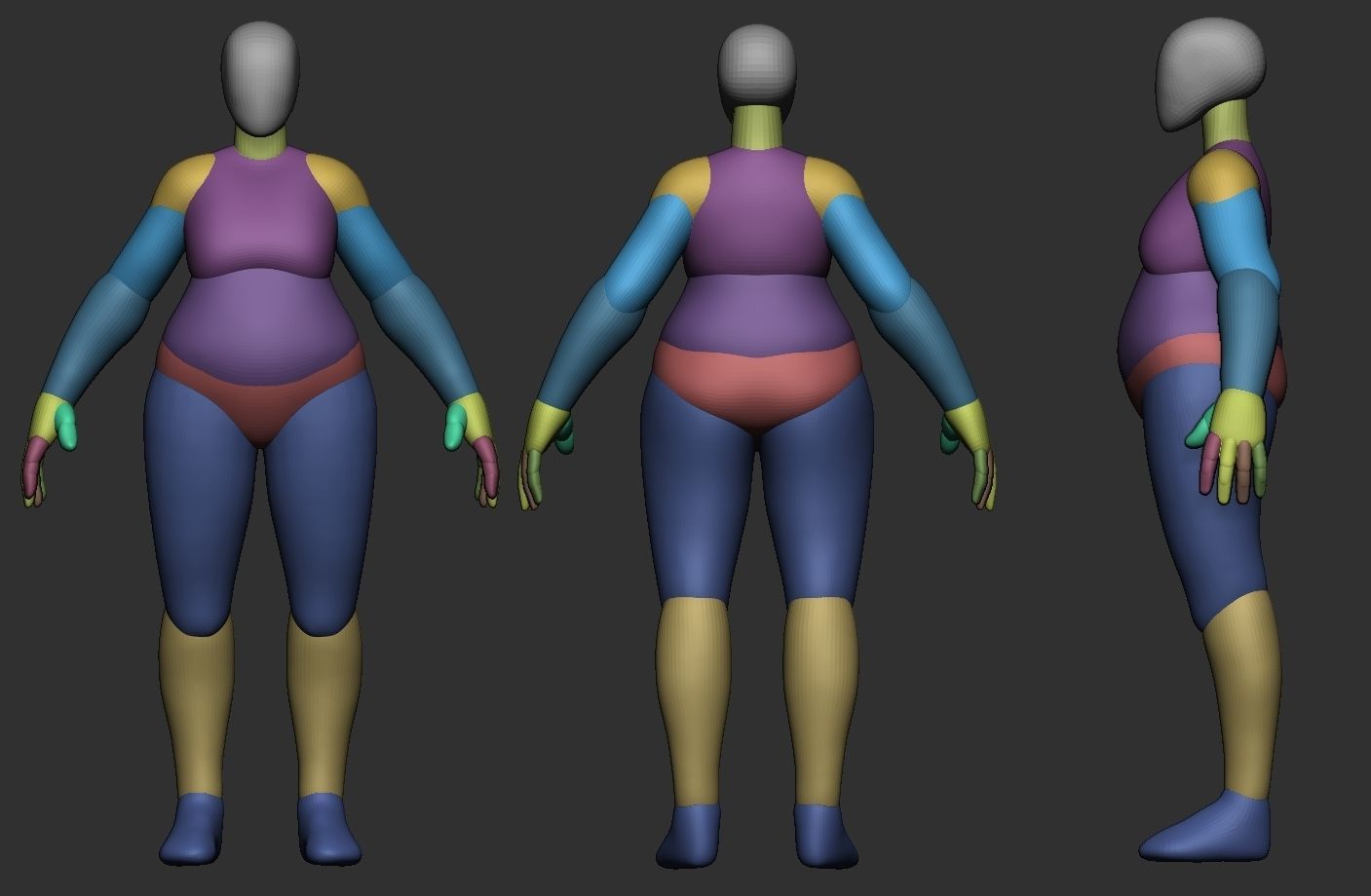 Stylized Human Basemeshes 3D model_3