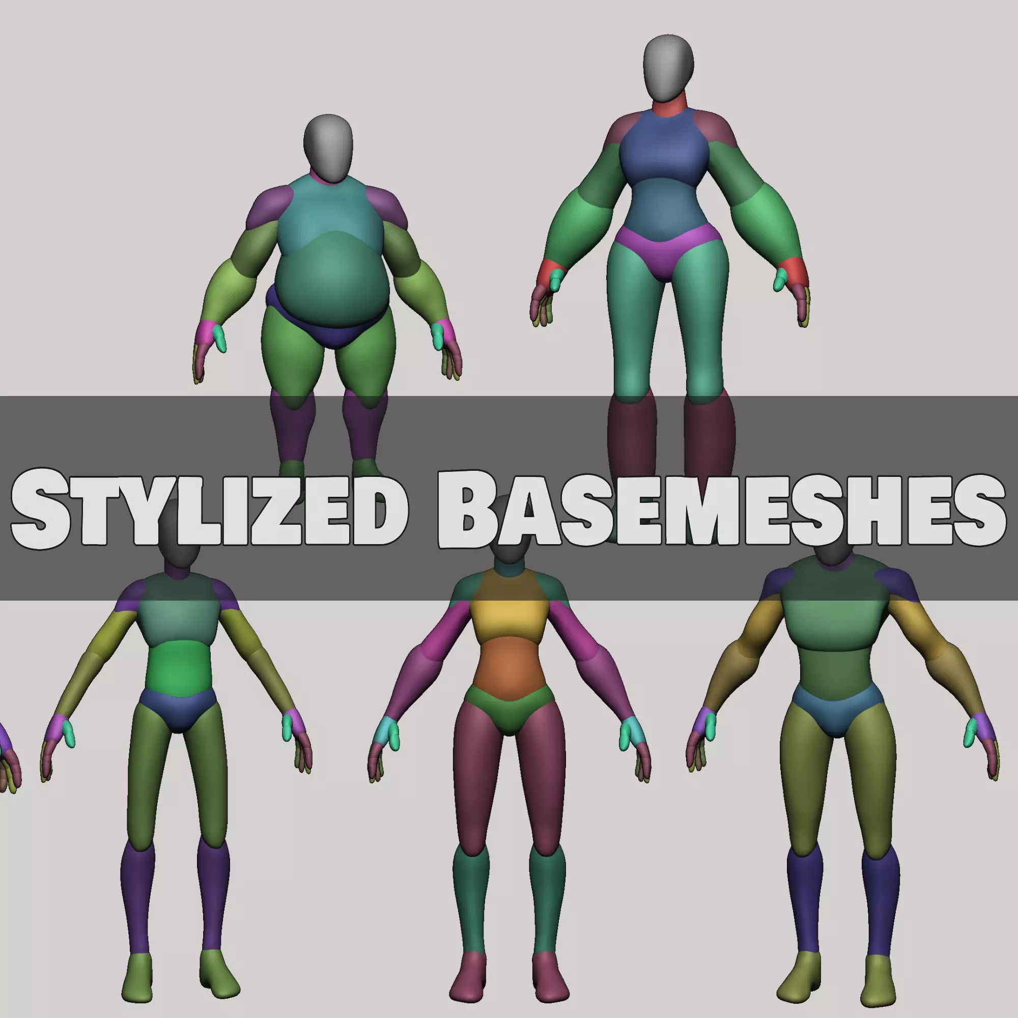 Stylized Human Basemeshes 3D model_0