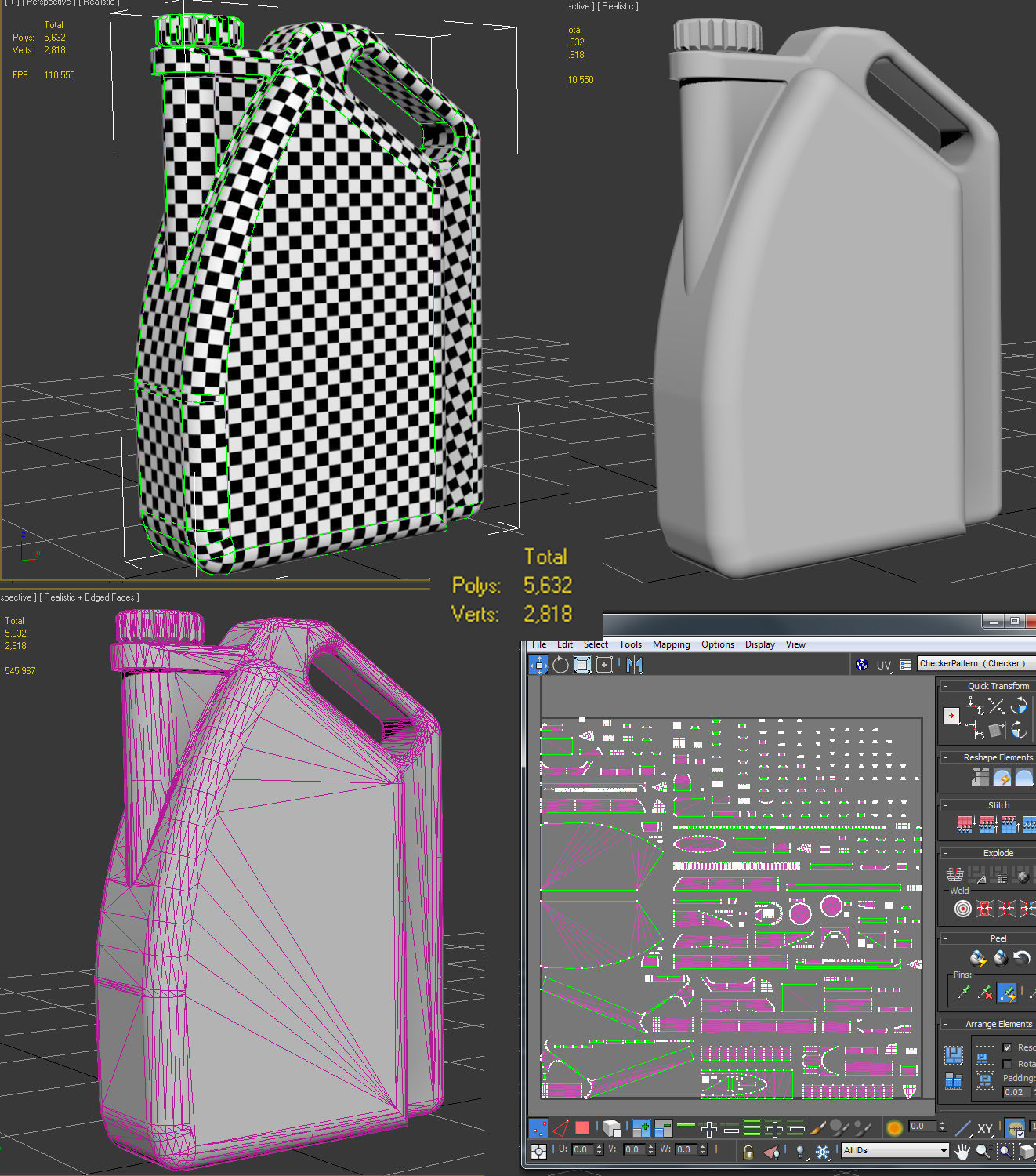 Motor Oil Bottle Model-1B Low-poly 3D model_8