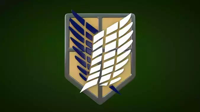 Attack on Titan - Wings of Freedom - Logo Low-poly 3D model