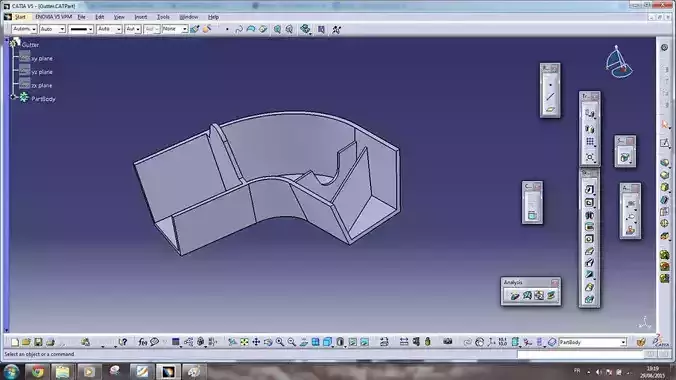 Gutter curved piece of metal