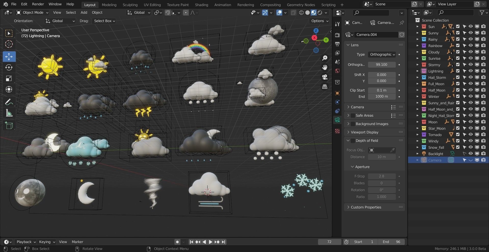 20 Animated Weather Conditions Low-poly 3D model_9