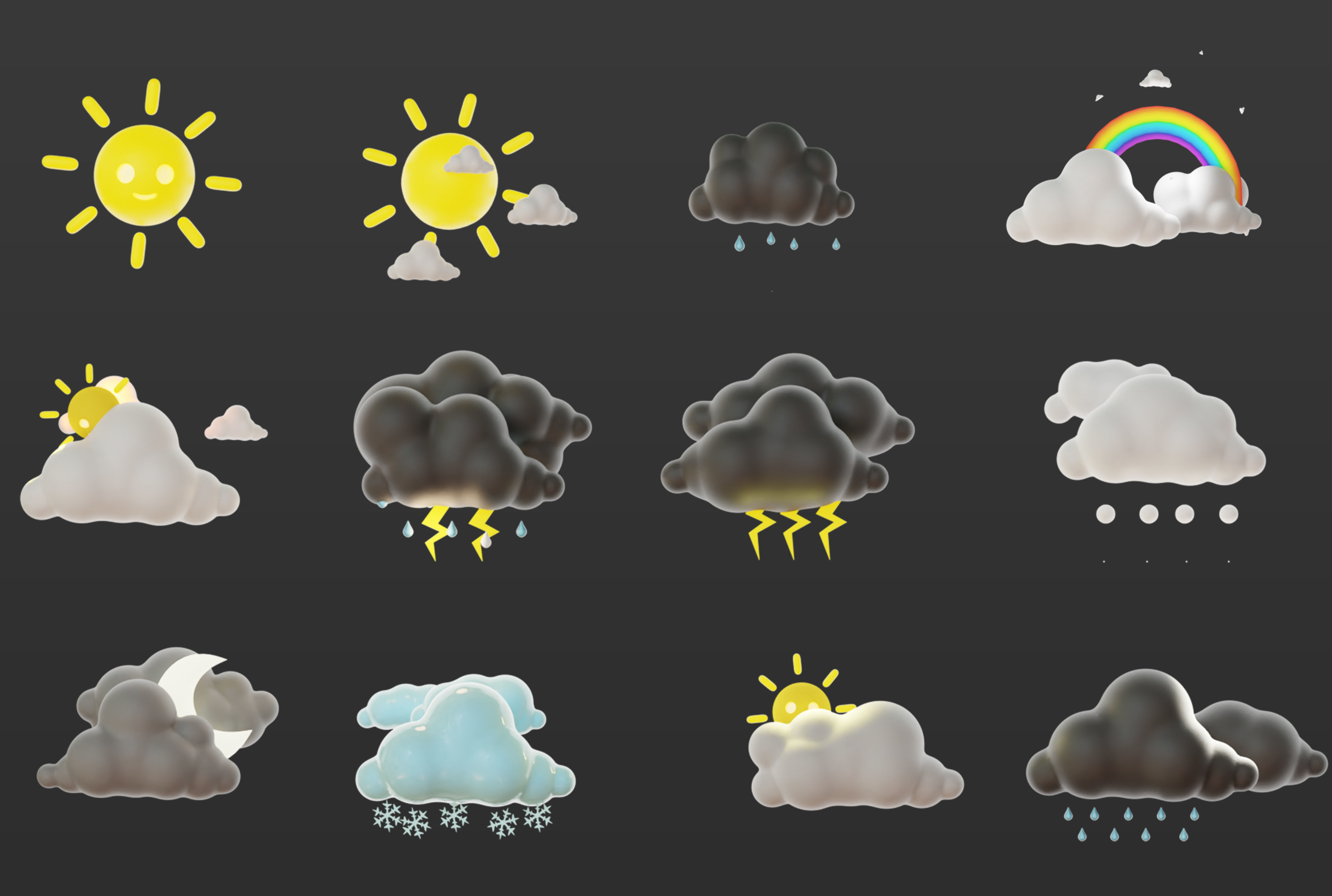 20 Animated Weather Conditions Low-poly 3D model_4