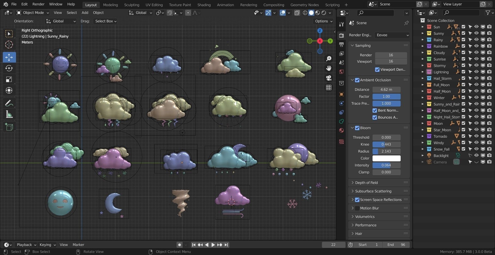 20 Animated Weather Conditions Low-poly 3D model_13