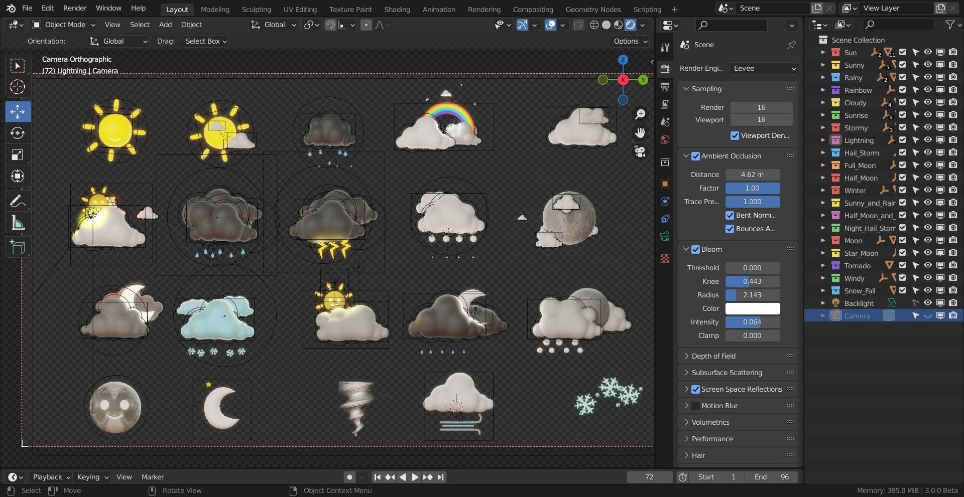 20 Animated Weather Conditions Low-poly 3D model_11