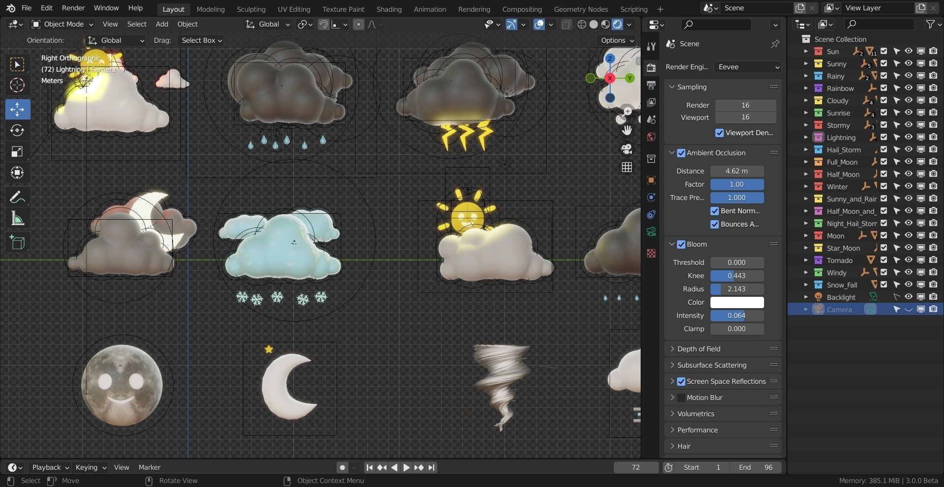 20 Animated Weather Conditions Low-poly 3D model_10