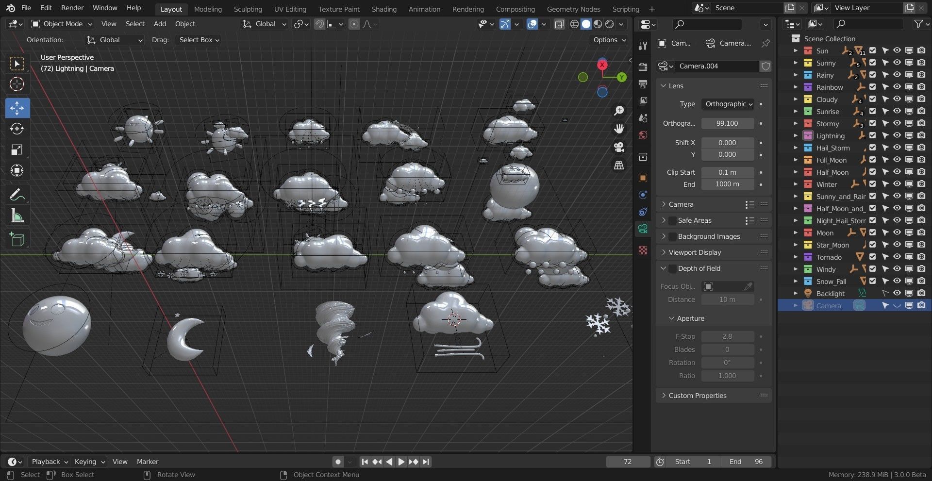 20 Animated Weather Conditions Low-poly 3D model_15