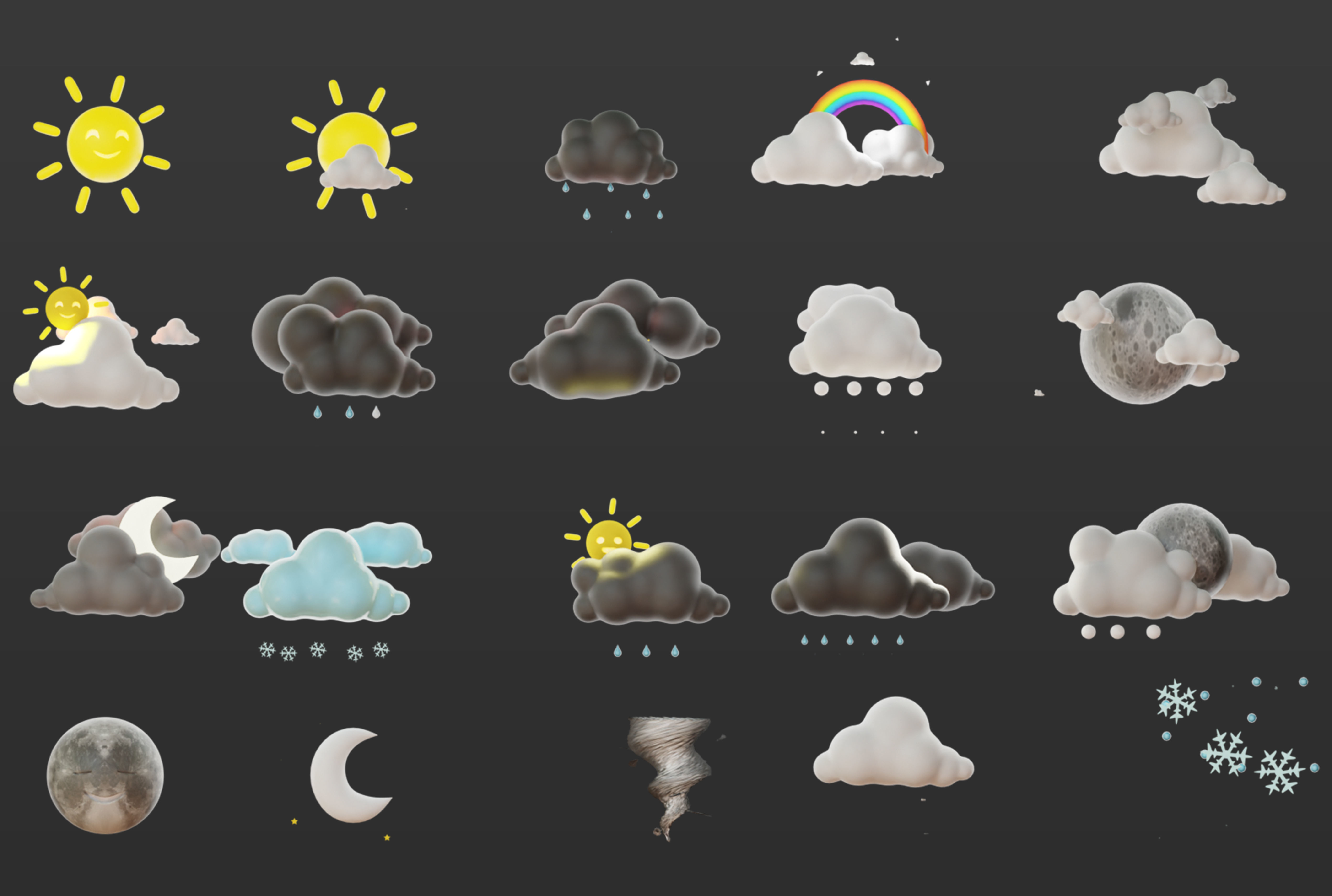 20 Animated Weather Conditions Low-poly 3D model_7