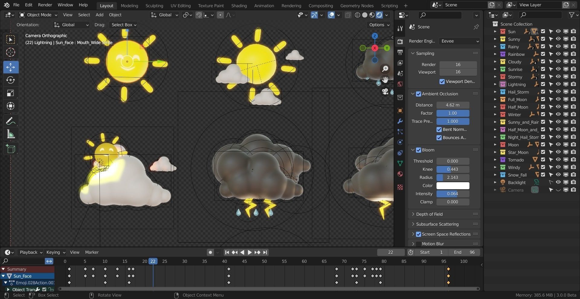 20 Animated Weather Conditions Low-poly 3D model_12
