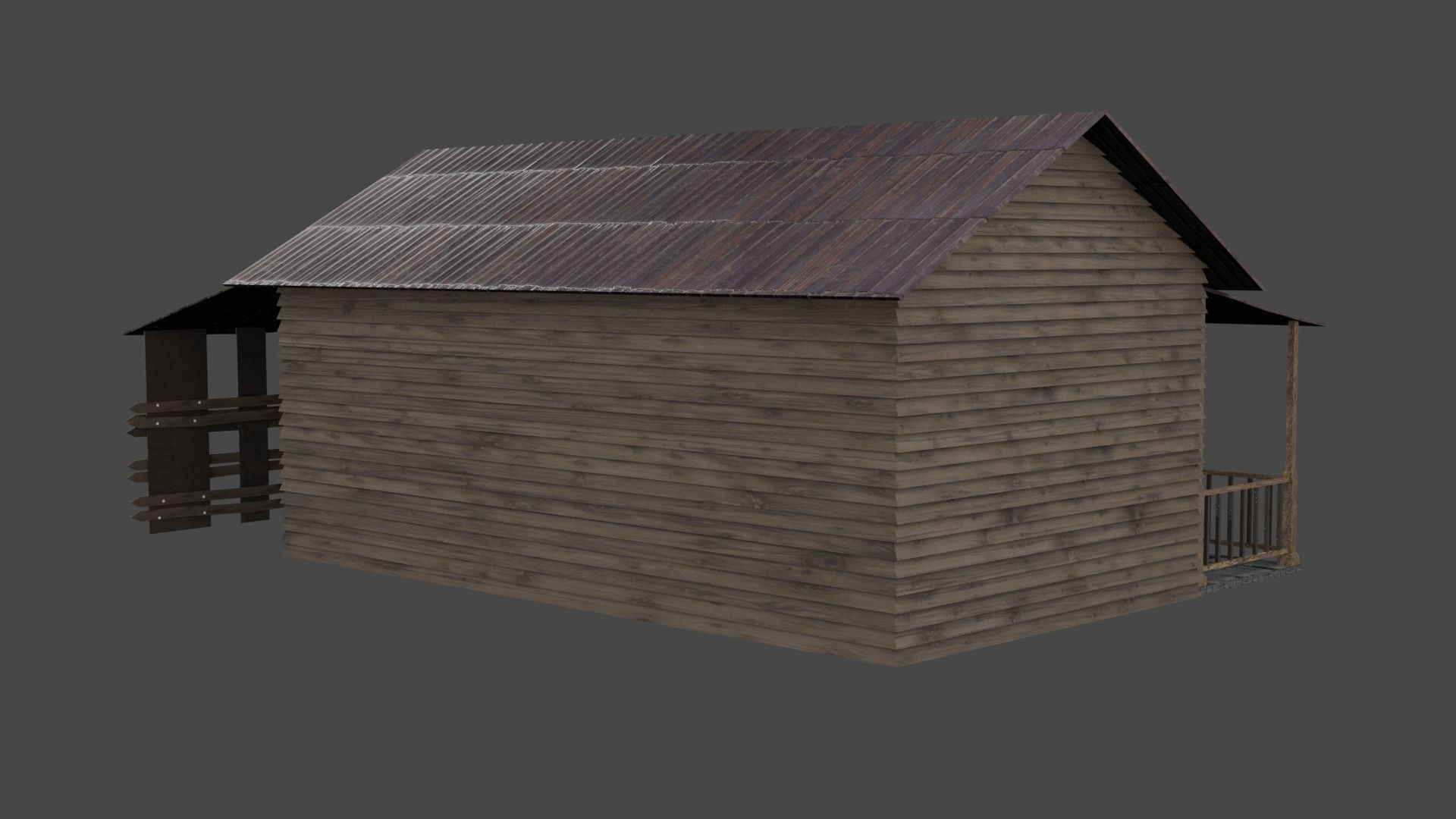 wood house Free low-poly 3D model_4