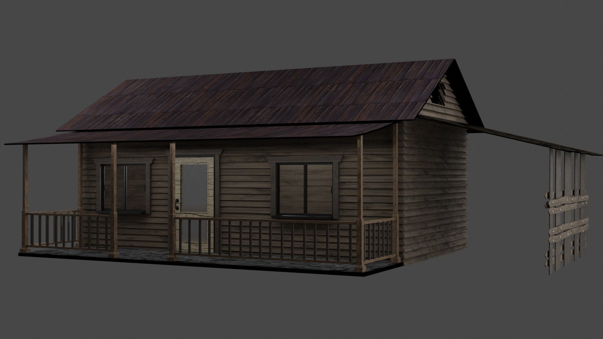 wood house Free low-poly 3D model_2