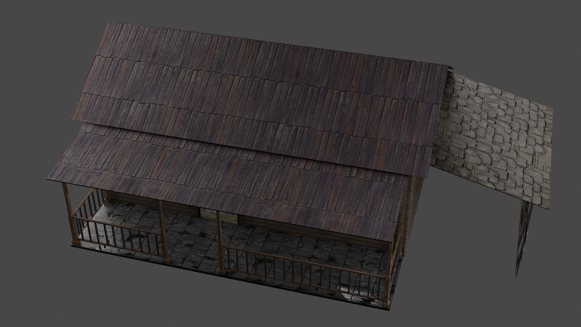wood house Free low-poly 3D model_9
