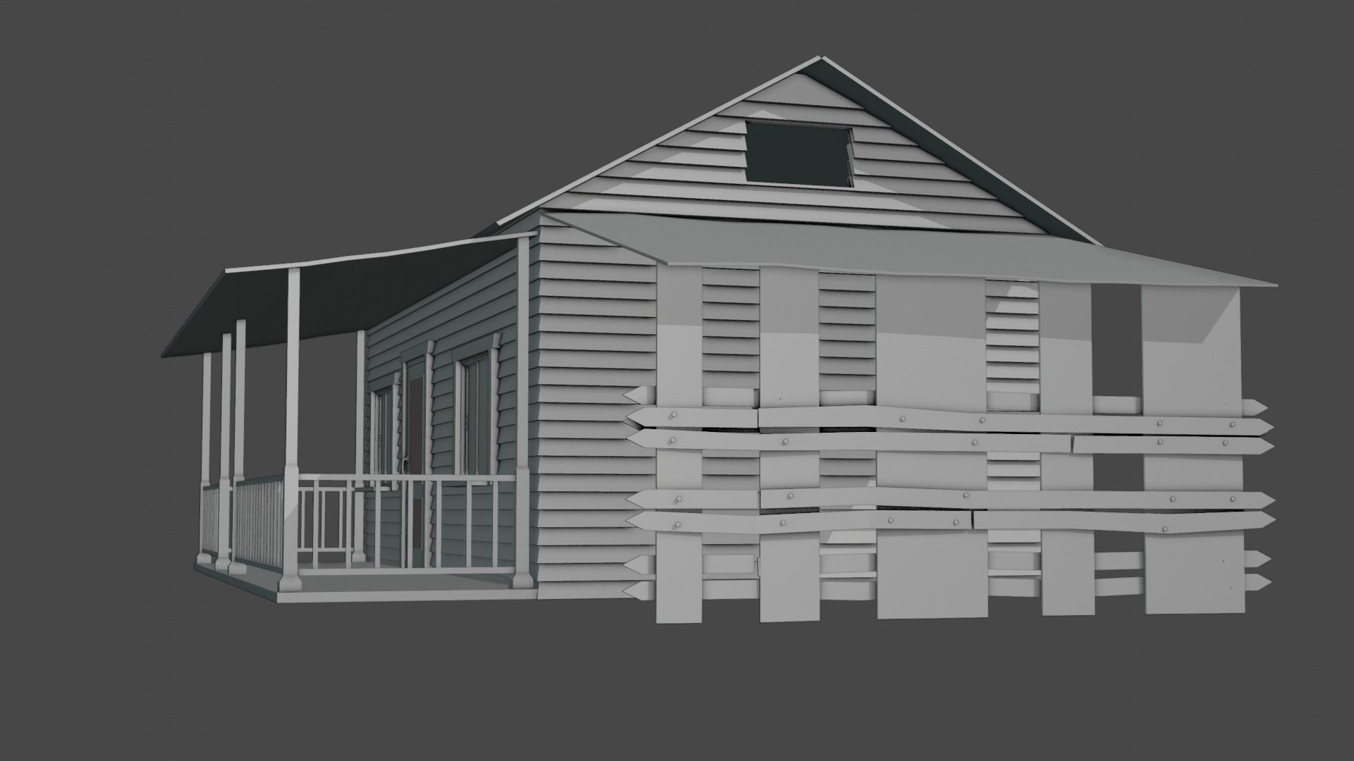 wood house Free low-poly 3D model_5
