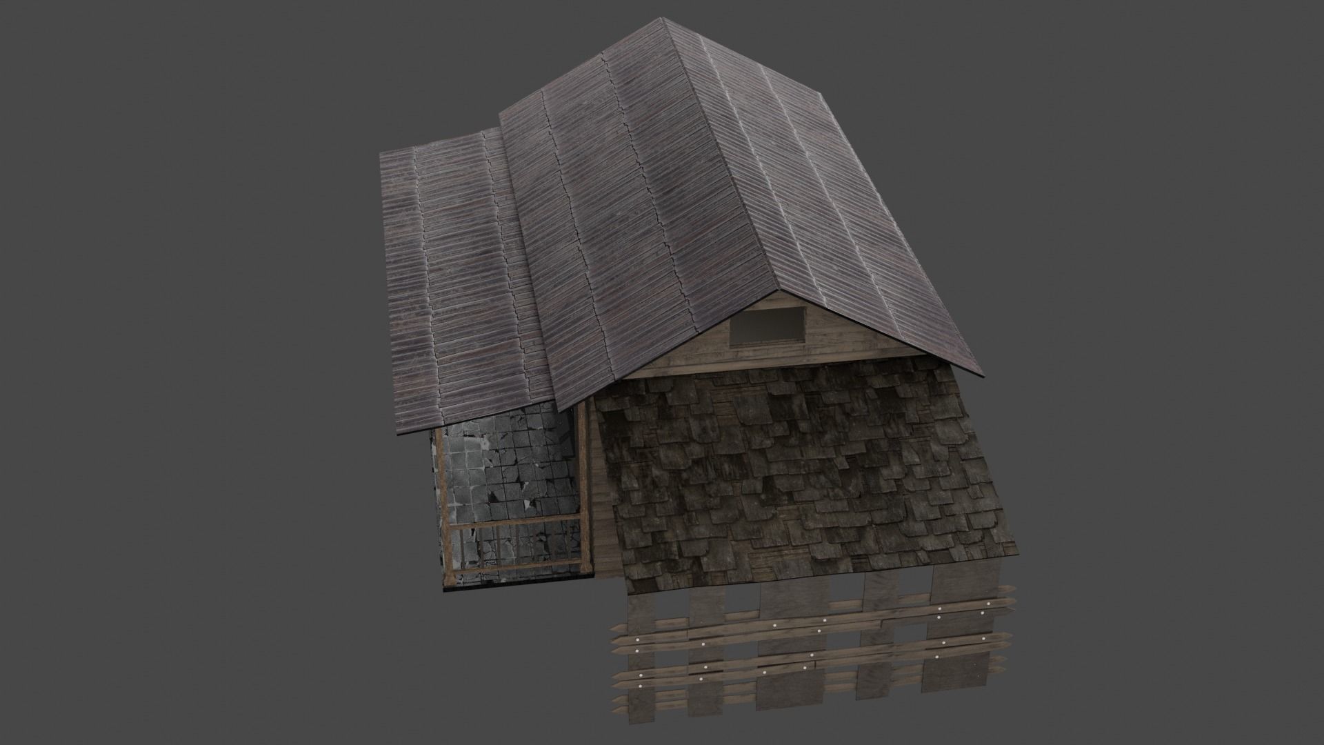 wood house Free low-poly 3D model_11
