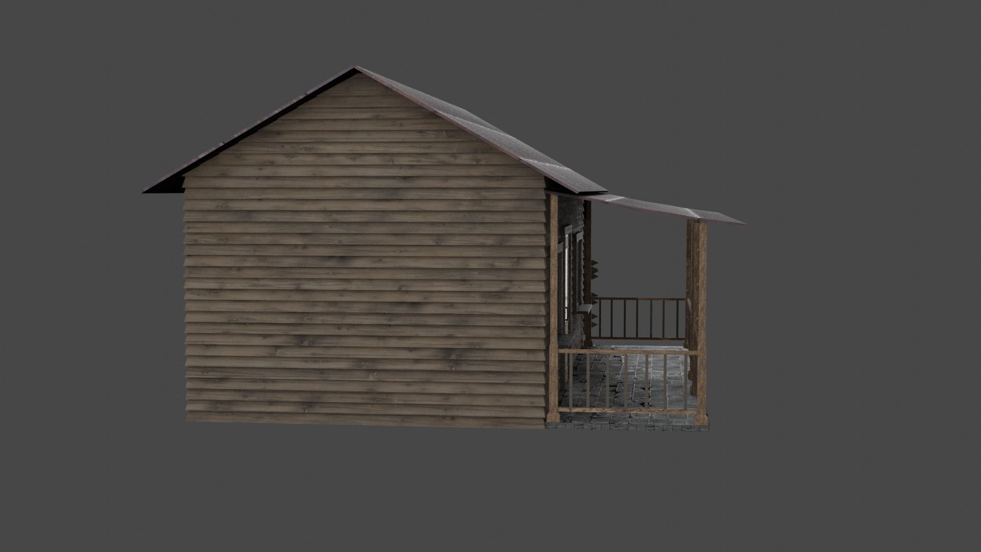 wood house Free low-poly 3D model_7
