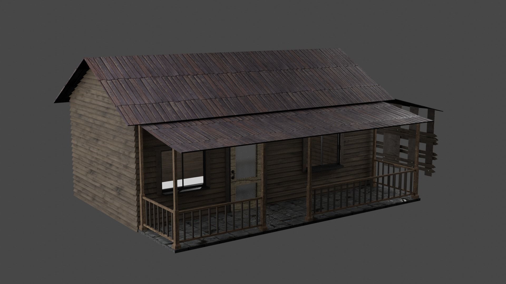 wood house Free low-poly 3D model_3