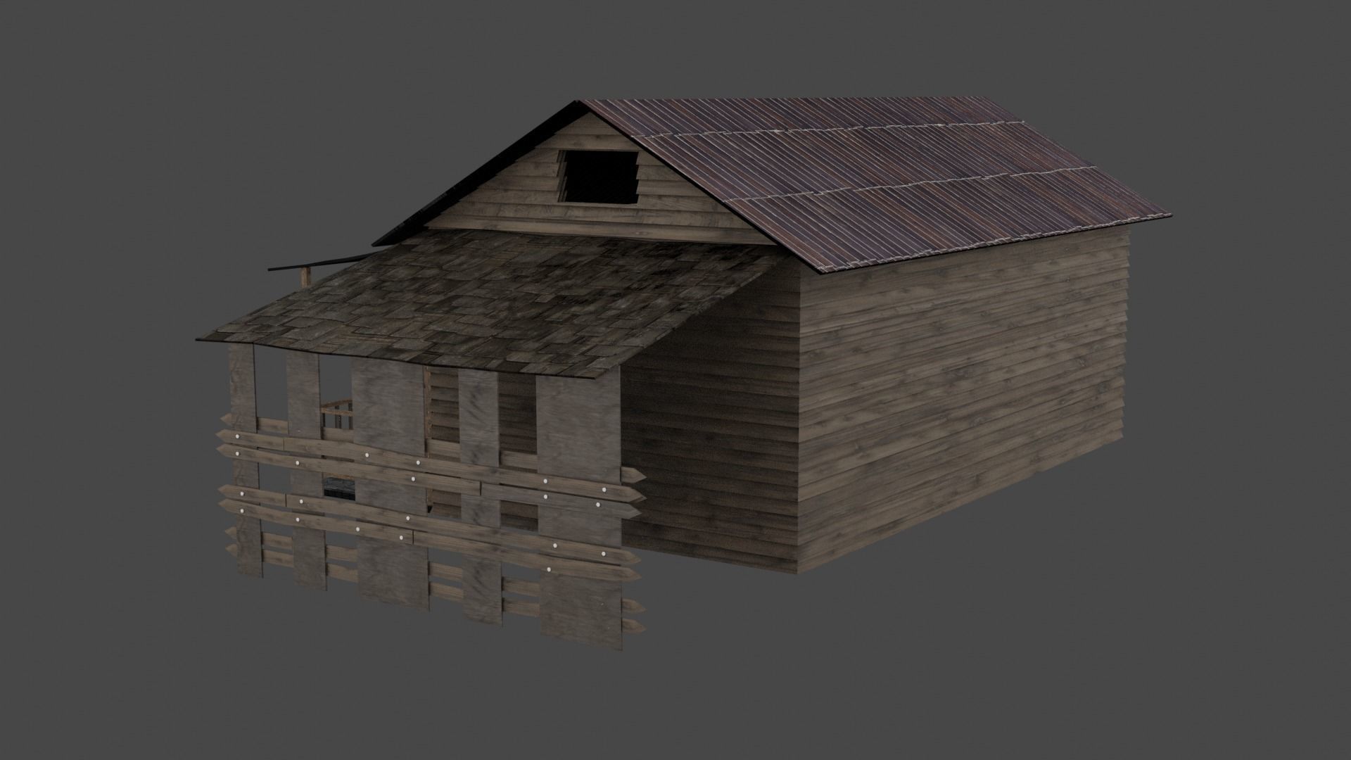 wood house Free low-poly 3D model_1