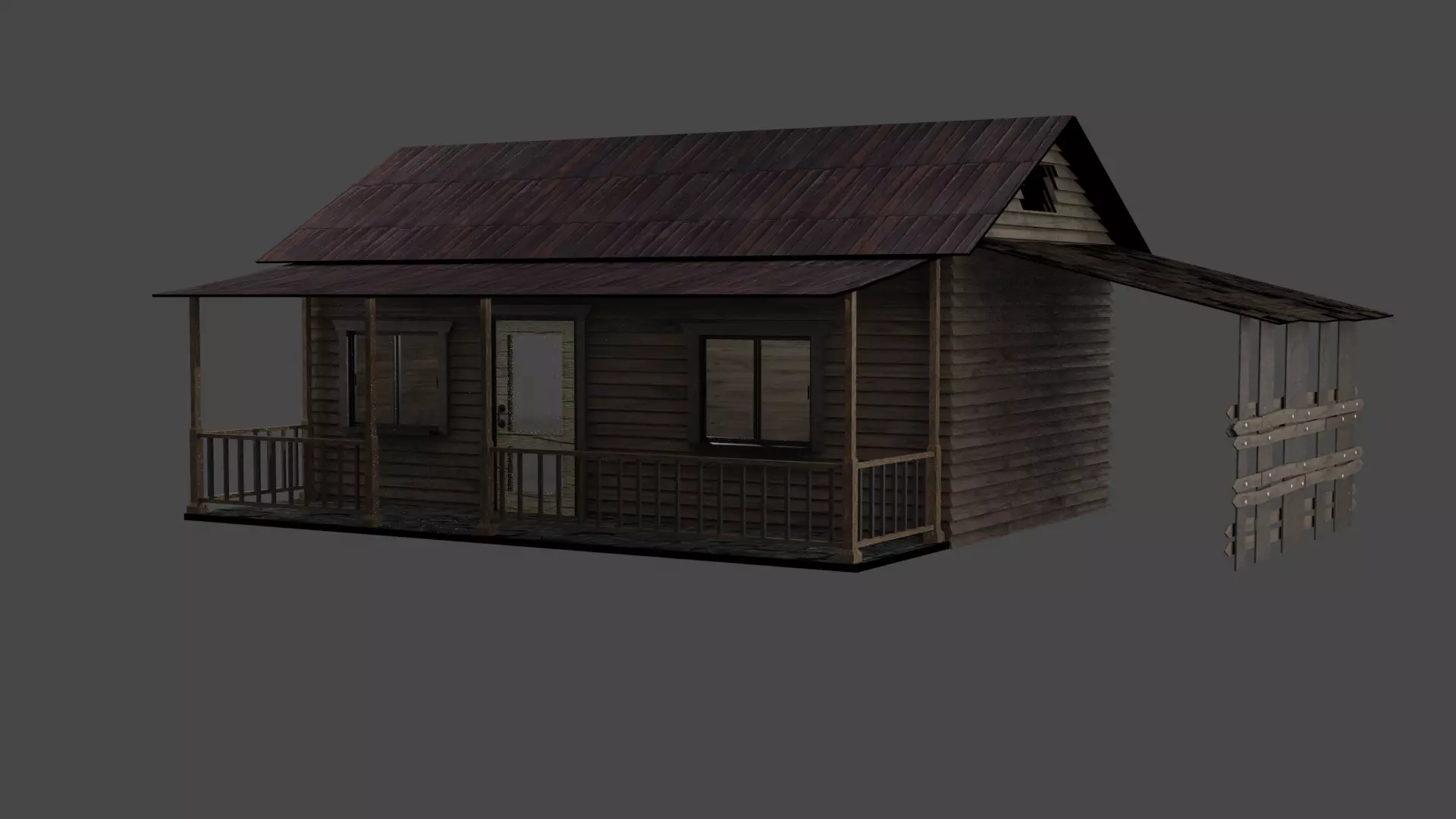 wood house Free low-poly 3D model_0