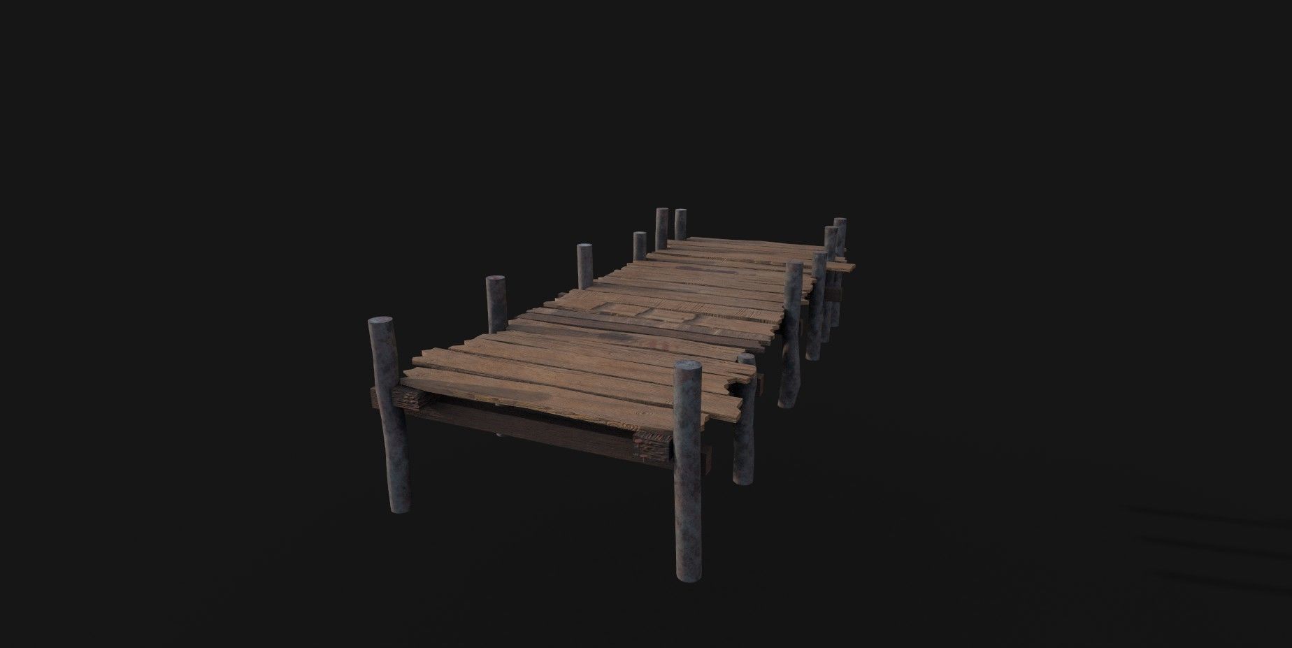 Old Wooden Row Boat Dock Low Poly Game Ready  Low-poly 3D model_3