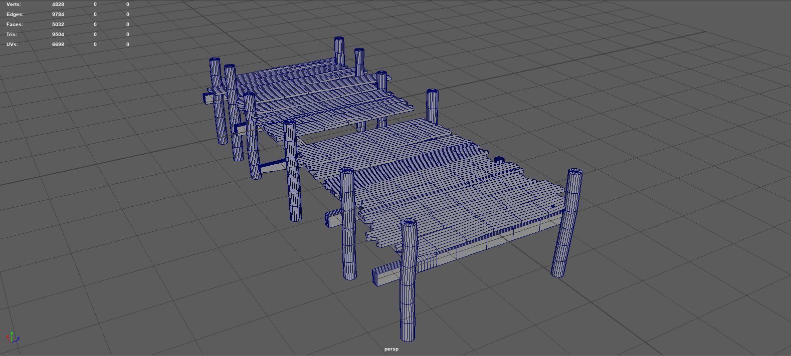 Old Wooden Row Boat Dock Low Poly Game Ready  Low-poly 3D model_6