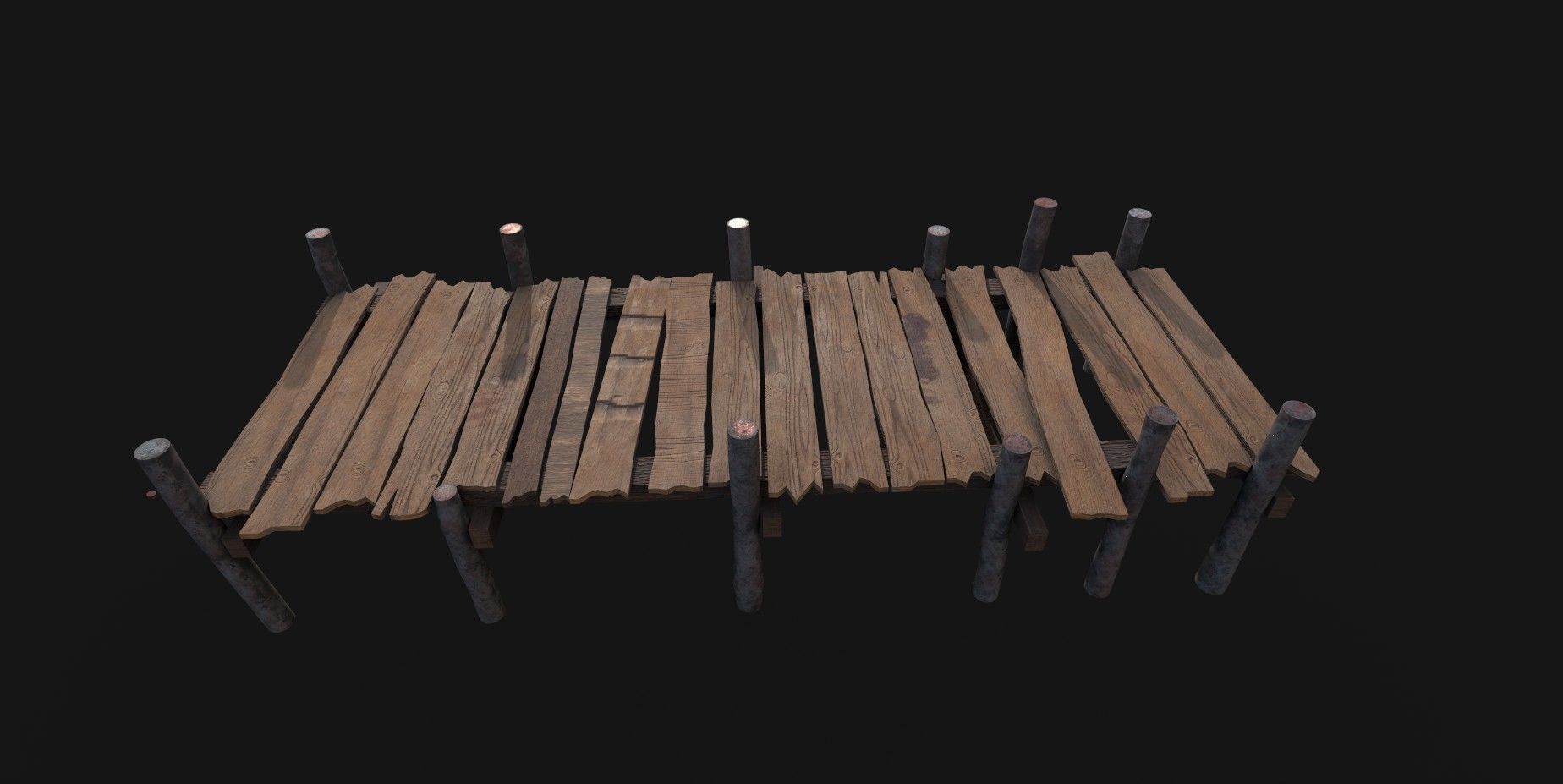 Old Wooden Row Boat Dock Low Poly Game Ready  Low-poly 3D model_2