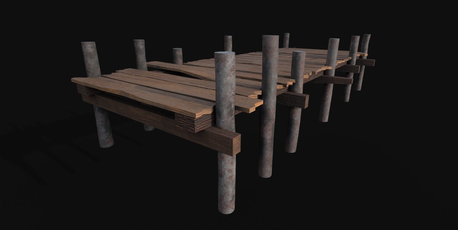 Old Wooden Row Boat Dock Low Poly Game Ready  Low-poly 3D model_4